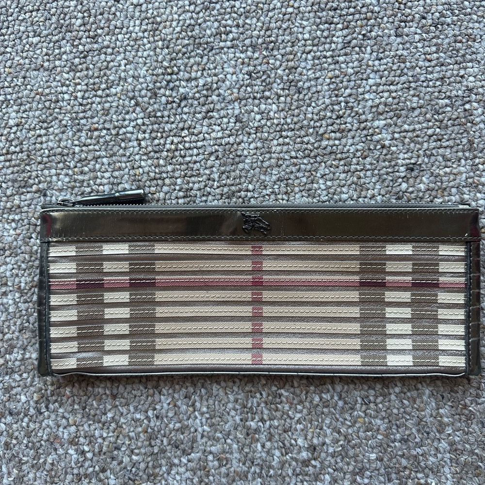 Burberry Silver & Plaid Clutch